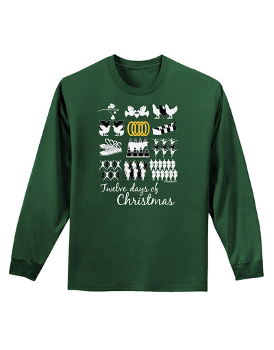 12 Days of Christmas Text Color Adult Long Sleeve Dark T-Shirt-TooLoud-Dark-Green-Small-Davson Sales