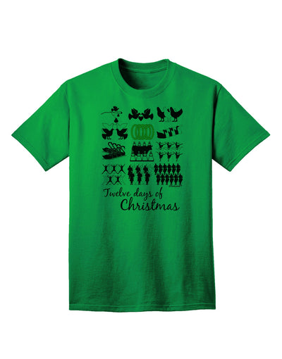 12 Days of Christmas Text Color Adult T-Shirt-unisex t-shirt-TooLoud-Kelly-Green-Small-Davson Sales