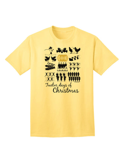 12 Days of Christmas Text Color Adult T-Shirt-unisex t-shirt-TooLoud-Yellow-Small-Davson Sales