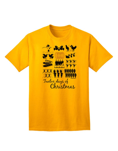 12 Days of Christmas Text Color Adult T-Shirt-unisex t-shirt-TooLoud-Gold-Small-Davson Sales