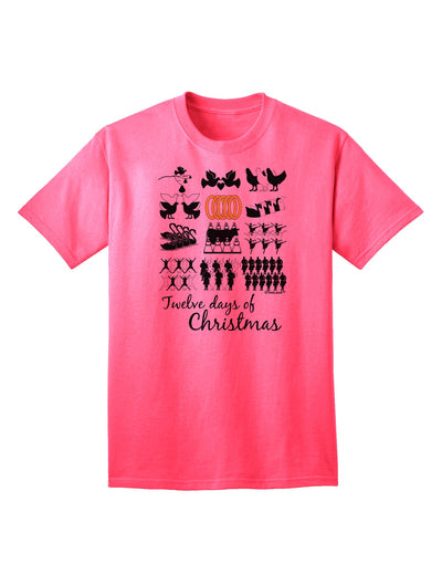 12 Days of Christmas Text Color Adult T-Shirt-unisex t-shirt-TooLoud-Neon-Pink-Small-Davson Sales