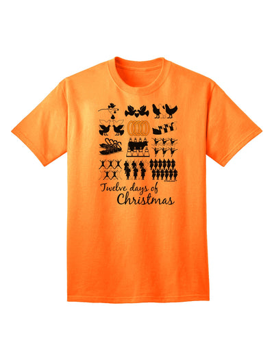 12 Days of Christmas Text Color Adult T-Shirt-unisex t-shirt-TooLoud-Neon-Orange-Small-Davson Sales