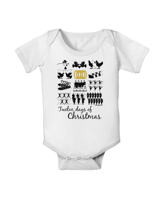 12 Days of Christmas Text Color Baby Romper Bodysuit-Baby Romper-TooLoud-White-06-Months-Davson Sales