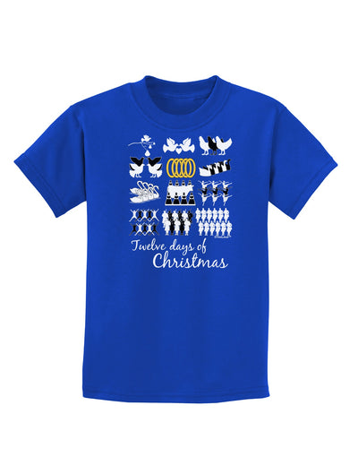 12 Days of Christmas Text Color Childrens Dark T-Shirt-Childrens T-Shirt-TooLoud-Royal-Blue-X-Small-Davson Sales