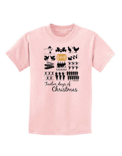 12 Days of Christmas Text Color Childrens T-Shirt-Childrens T-Shirt-TooLoud-PalePink-X-Small-Davson Sales