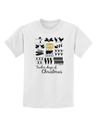 12 Days of Christmas Text Color Childrens T-Shirt-Childrens T-Shirt-TooLoud-White-X-Small-Davson Sales