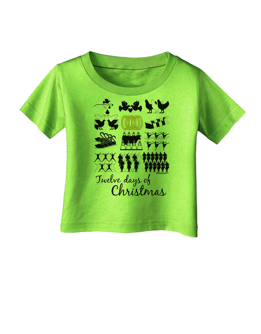 12 Days of Christmas Text Color Infant T-Shirt-Infant T-Shirt-TooLoud-White-06-Months-Davson Sales