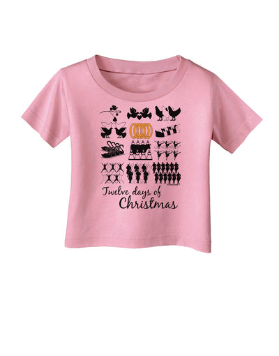 12 Days of Christmas Text Color Infant T-Shirt-Infant T-Shirt-TooLoud-Candy-Pink-06-Months-Davson Sales