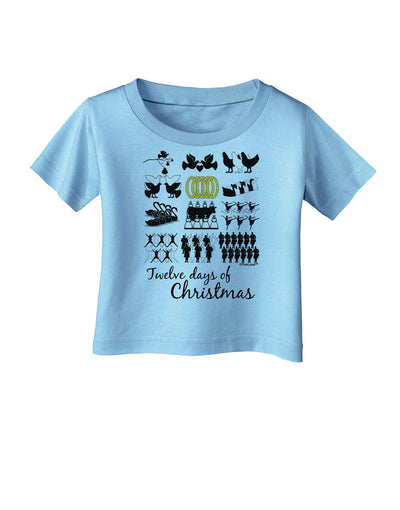 12 Days of Christmas Text Color Infant T-Shirt-Infant T-Shirt-TooLoud-Aquatic-Blue-06-Months-Davson Sales