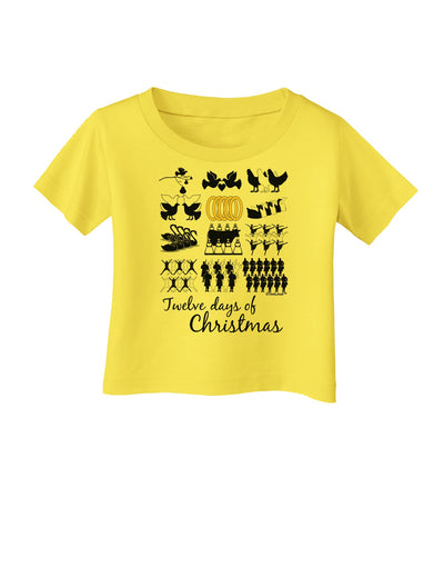 12 Days of Christmas Text Color Infant T-Shirt-Infant T-Shirt-TooLoud-Yellow-06-Months-Davson Sales