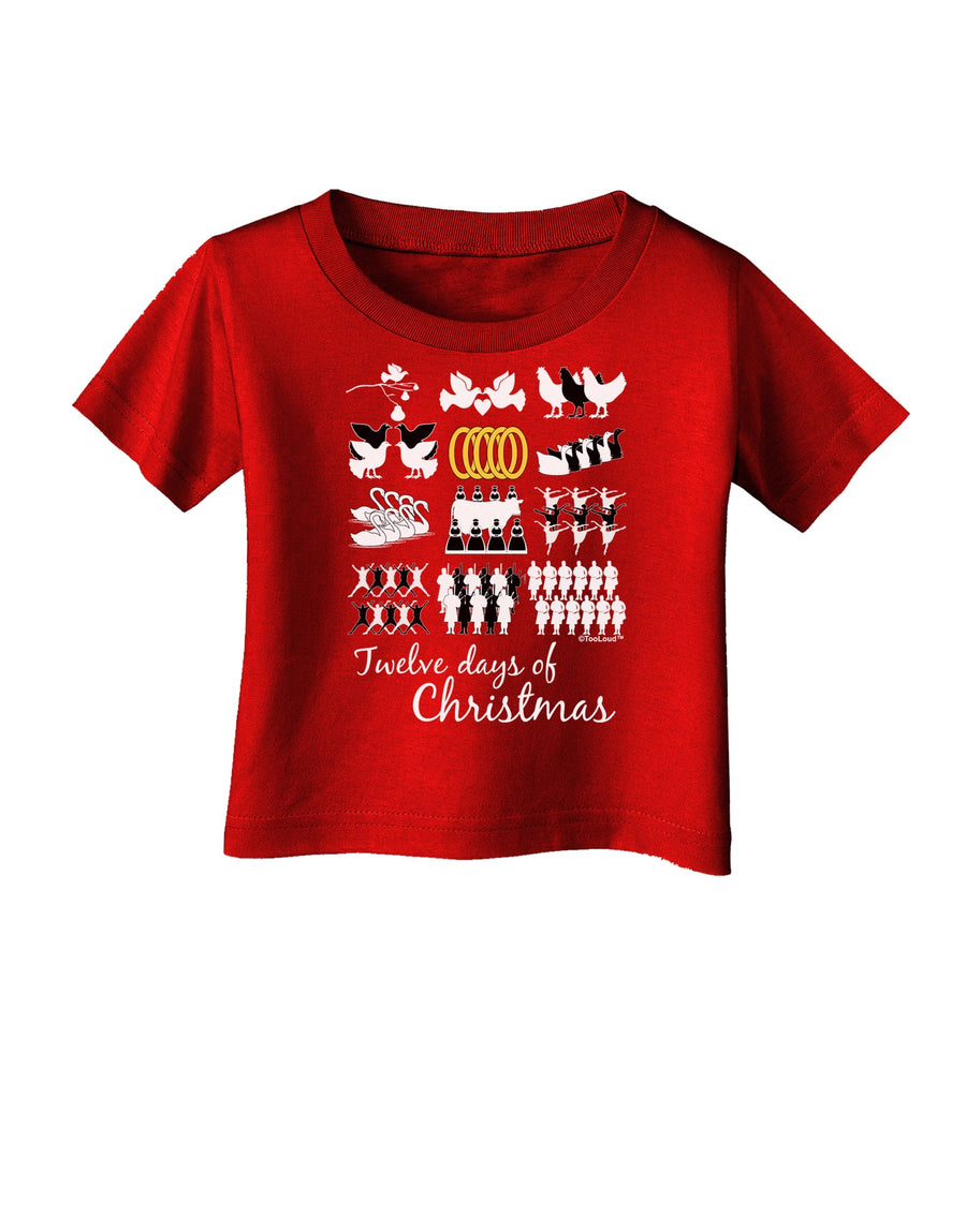 12 Days of Christmas Text Color Infant T-Shirt Dark-Infant T-Shirt-TooLoud-Black-06-Months-Davson Sales