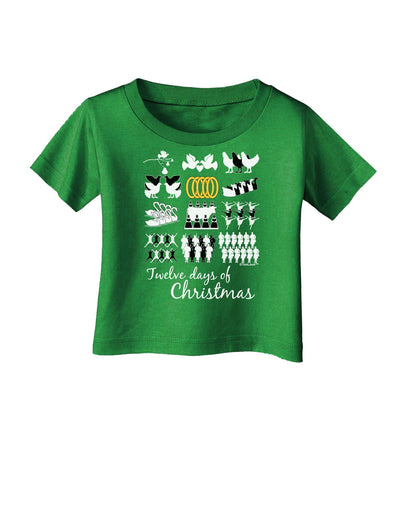 12 Days of Christmas Text Color Infant T-Shirt Dark-Infant T-Shirt-TooLoud-Clover-Green-06-Months-Davson Sales