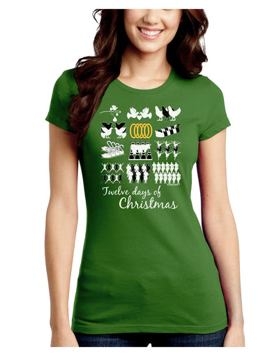 12 Days of Christmas Text Color Juniors Crew Dark T-Shirt-T-Shirts Juniors Tops-TooLoud-Kiwi-Green-Juniors Fitted Small-Davson Sales