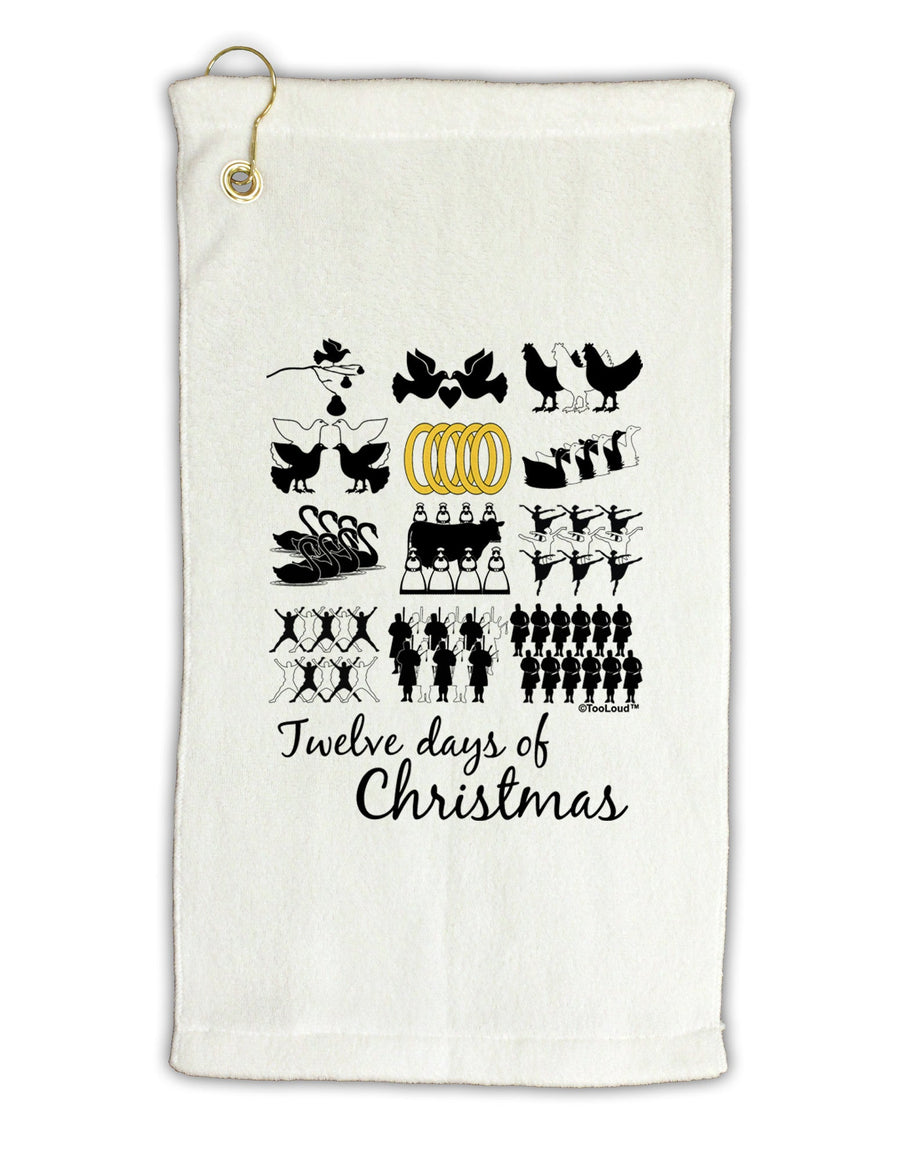 12 Days of Christmas Text Color Micro Terry Gromet Golf Towel 11&#x22;x19-Golf Towel-TooLoud-White-Davson Sales