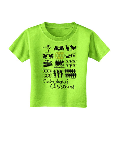 12 Days of Christmas Text Color Toddler T-Shirt-Toddler T-Shirt-TooLoud-Lime-Green-2T-Davson Sales
