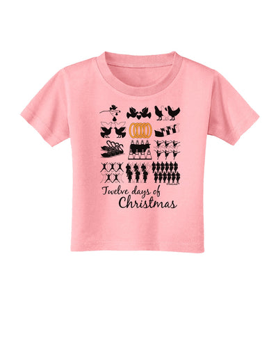 12 Days of Christmas Text Color Toddler T-Shirt-Toddler T-Shirt-TooLoud-Candy-Pink-2T-Davson Sales