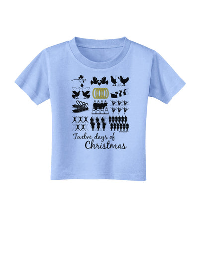 12 Days of Christmas Text Color Toddler T-Shirt-Toddler T-Shirt-TooLoud-Aquatic-Blue-2T-Davson Sales
