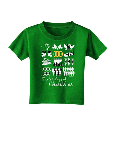12 Days of Christmas Text Color Toddler T-Shirt Dark-Toddler T-Shirt-TooLoud-Clover-Green-2T-Davson Sales