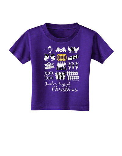 12 Days of Christmas Text Color Toddler T-Shirt Dark-Toddler T-Shirt-TooLoud-Purple-2T-Davson Sales