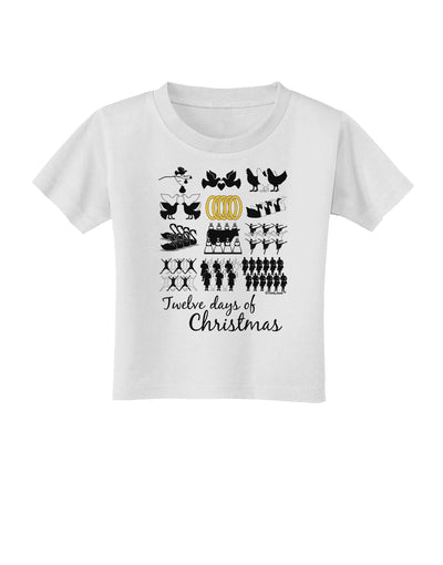 12 Days of Christmas Text Color Toddler T-Shirt-Toddler T-Shirt-TooLoud-White-2T-Davson Sales