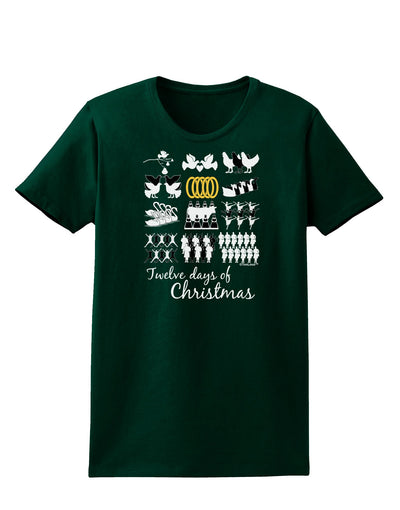 12 Days of Christmas Text Color Womens Dark T-Shirt-TooLoud-Forest-Green-Small-Davson Sales