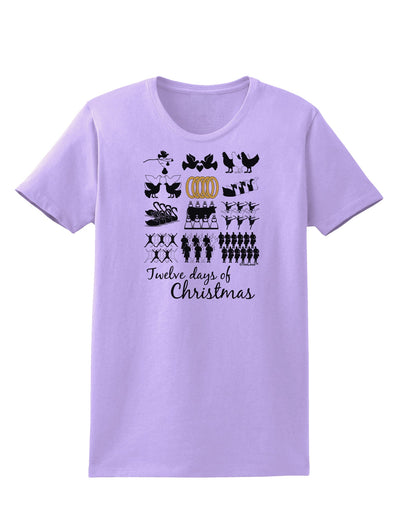 12 Days of Christmas Text Color Womens T-Shirt-Womens T-Shirt-TooLoud-Lavender-X-Small-Davson Sales