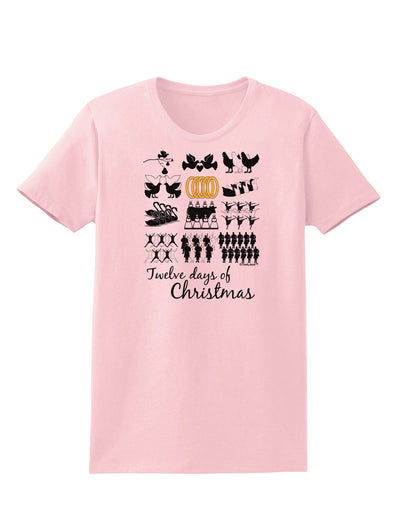 12 Days of Christmas Text Color Womens T-Shirt-Womens T-Shirt-TooLoud-PalePink-X-Small-Davson Sales