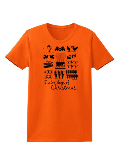 12 Days of Christmas Text Color Womens T-Shirt-Womens T-Shirt-TooLoud-Orange-X-Small-Davson Sales