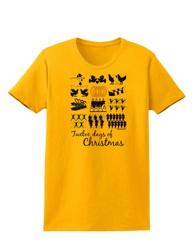 12 Days of Christmas Text Color Womens T-Shirt-Womens T-Shirt-TooLoud-Gold-X-Small-Davson Sales