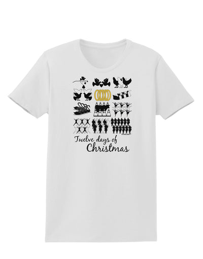 12 Days of Christmas Text Color Womens T-Shirt-Womens T-Shirt-TooLoud-White-X-Small-Davson Sales