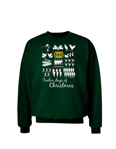 12 Days of Christmas Text Color Adult Dark Sweatshirt-Sweatshirts-TooLoud-Deep-Forest-Green-Small-Davson Sales