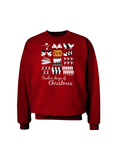 12 Days of Christmas Text Color Adult Dark Sweatshirt-Sweatshirts-TooLoud-Deep-Red-Small-Davson Sales