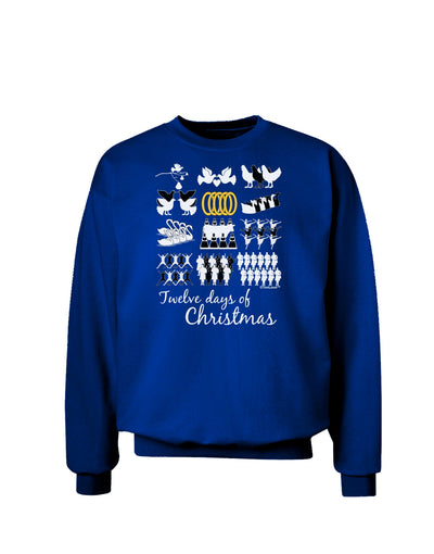 12 Days of Christmas Text Color Adult Dark Sweatshirt-Sweatshirts-TooLoud-Deep-Royal-Blue-Small-Davson Sales