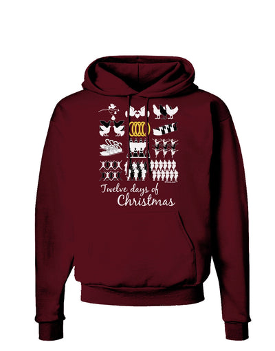 12 Days of Christmas Text Color Dark Hoodie Sweatshirt-Hoodie-TooLoud-Maroon-Small-Davson Sales