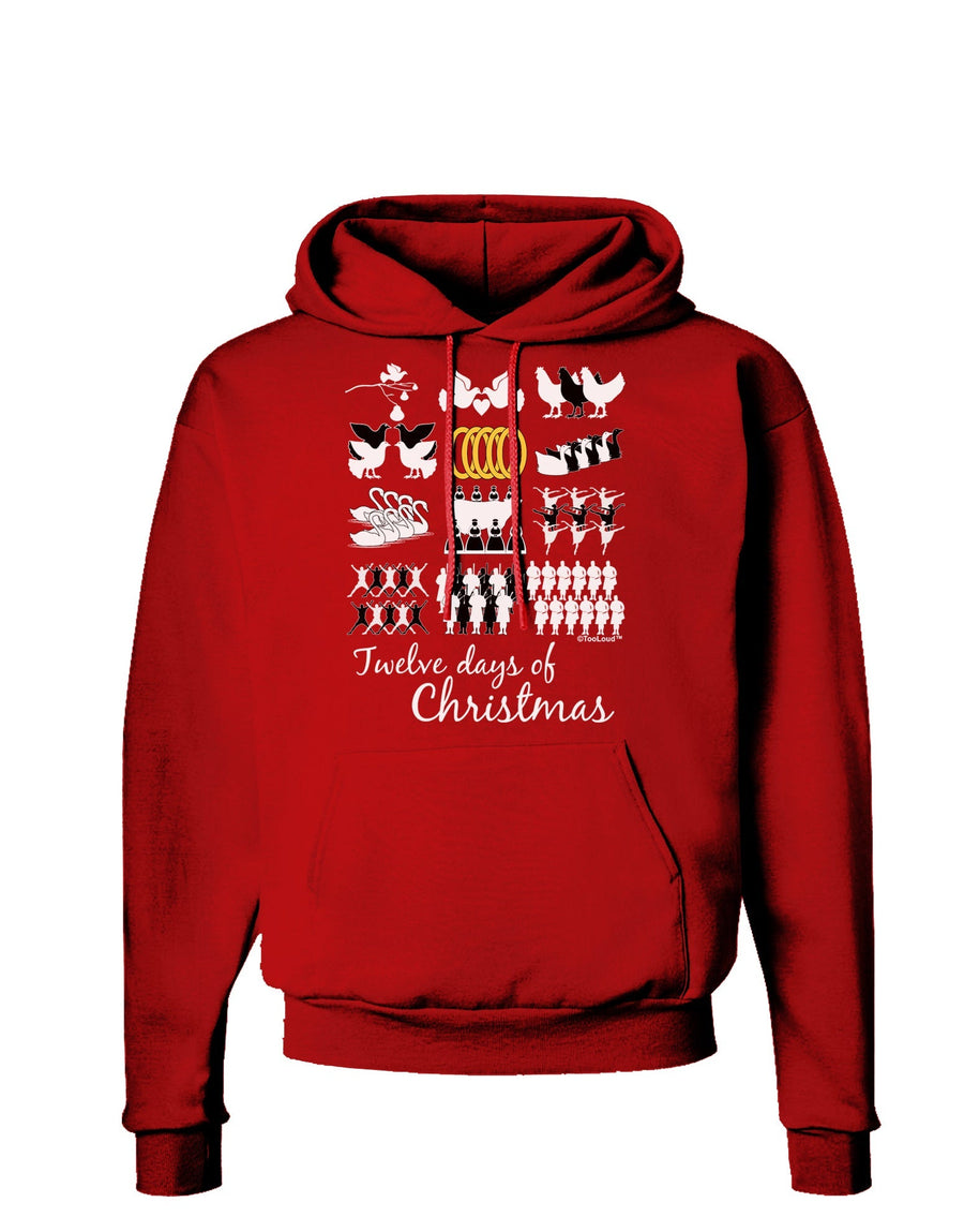 12 Days of Christmas Text Color Dark Hoodie Sweatshirt-Hoodie-TooLoud-Black-Small-Davson Sales