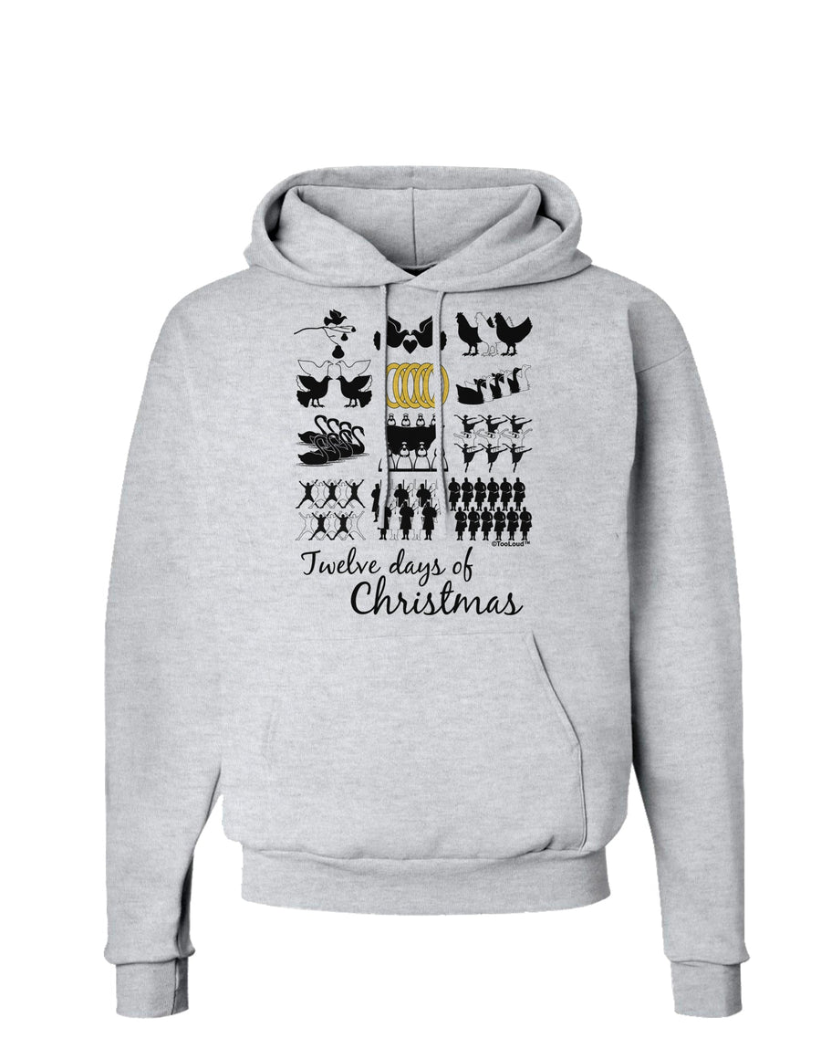 12 Days of Christmas Text Color Hoodie Sweatshirt-Hoodie-TooLoud-White-Small-Davson Sales