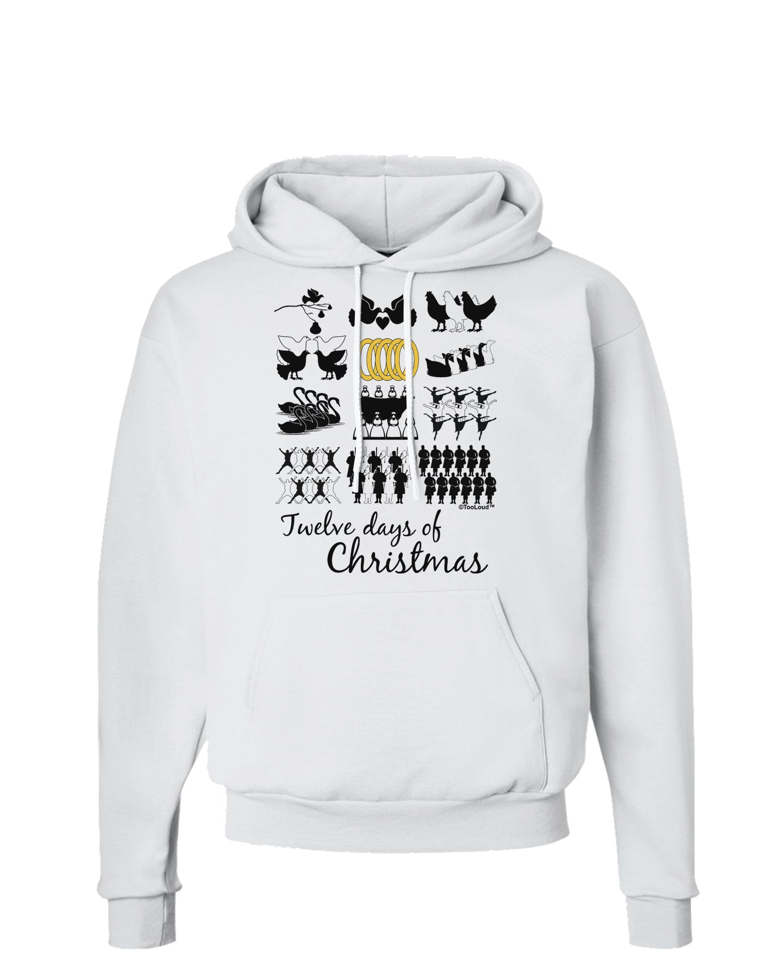 12 Days of Christmas Text Color Hoodie Sweatshirt-Hoodie-TooLoud-White-Small-Davson Sales