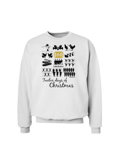 12 Days of Christmas Text Color Sweatshirt-Sweatshirts-TooLoud-White-Small-Davson Sales