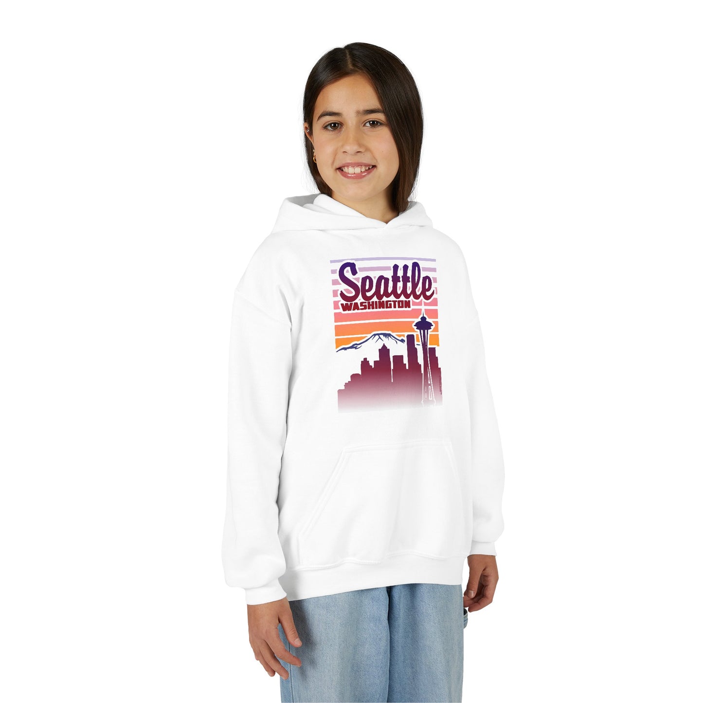 Seattle Washington Sunset Youth Children's Hoodie by TOOLOUD