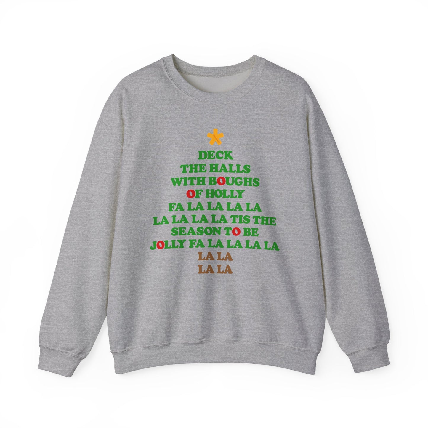 Deck the Halls Lyrics Christmas Tree Adult Sweatshirt by TOOLOUD