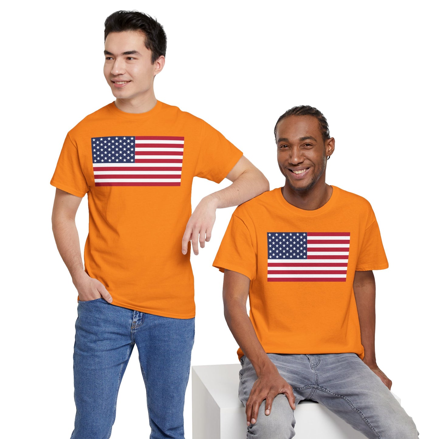 Patriotic American Flag Adult Cotton T-Shirt by TOOLOUD