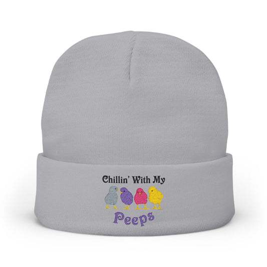 Chillin With My Peeps Embroidered Adult Knit Beanie Cap Hat by TOOLOUD