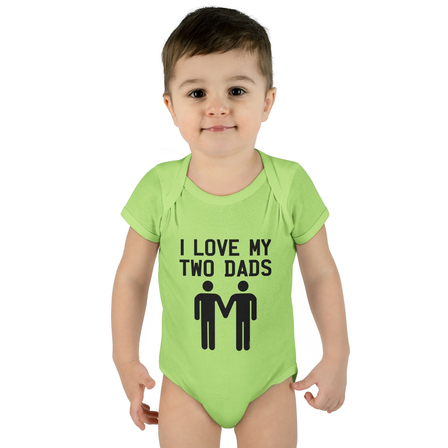 I Love My Two Dads Gay Fathers Baby Bodysuit by TOOLOUD