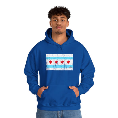 TOOLOUD Distressed Chicago Flag Design Unisex Hoodie Sweatshirt