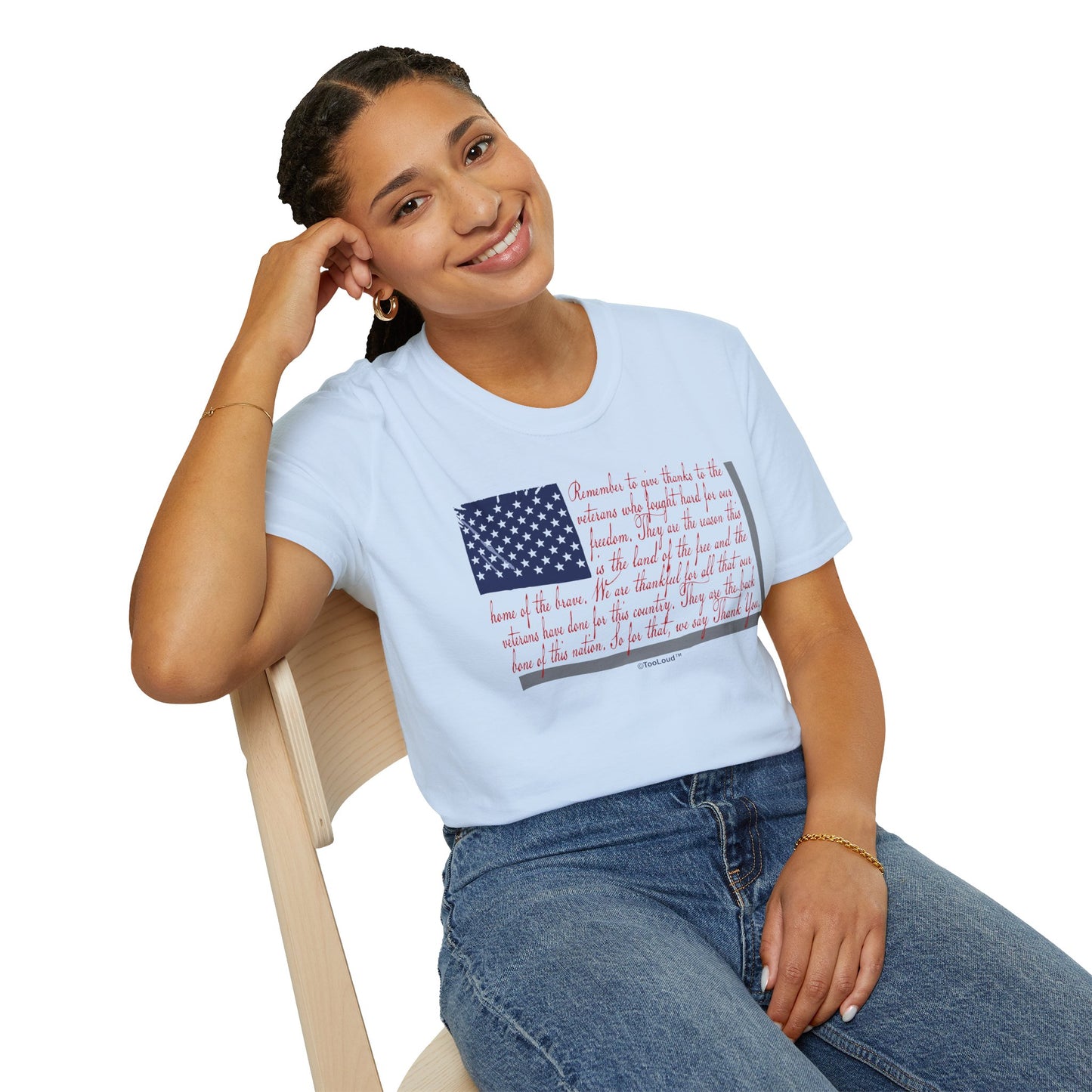 Veterans Scripted Flag Adult T-Shirt by TOOLOUD