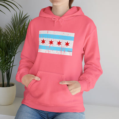 TOOLOUD Distressed Chicago Flag Design Unisex Hoodie Sweatshirt