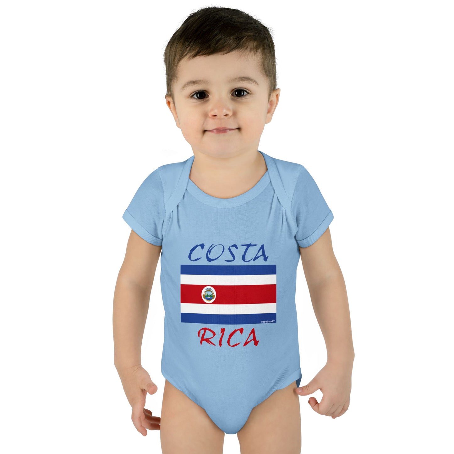 Costa Rica Flag Baby Romper Bodysuit by TOOLOUD