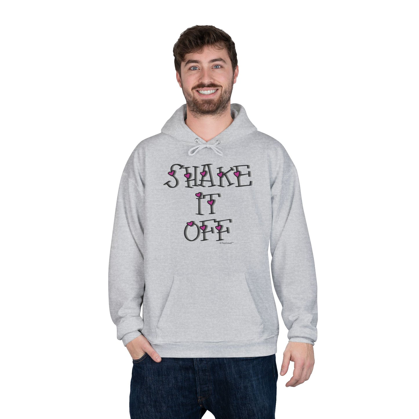Shake It Off Text Cute with Hearts Hoodie Sweatshirt by TOOLOUD