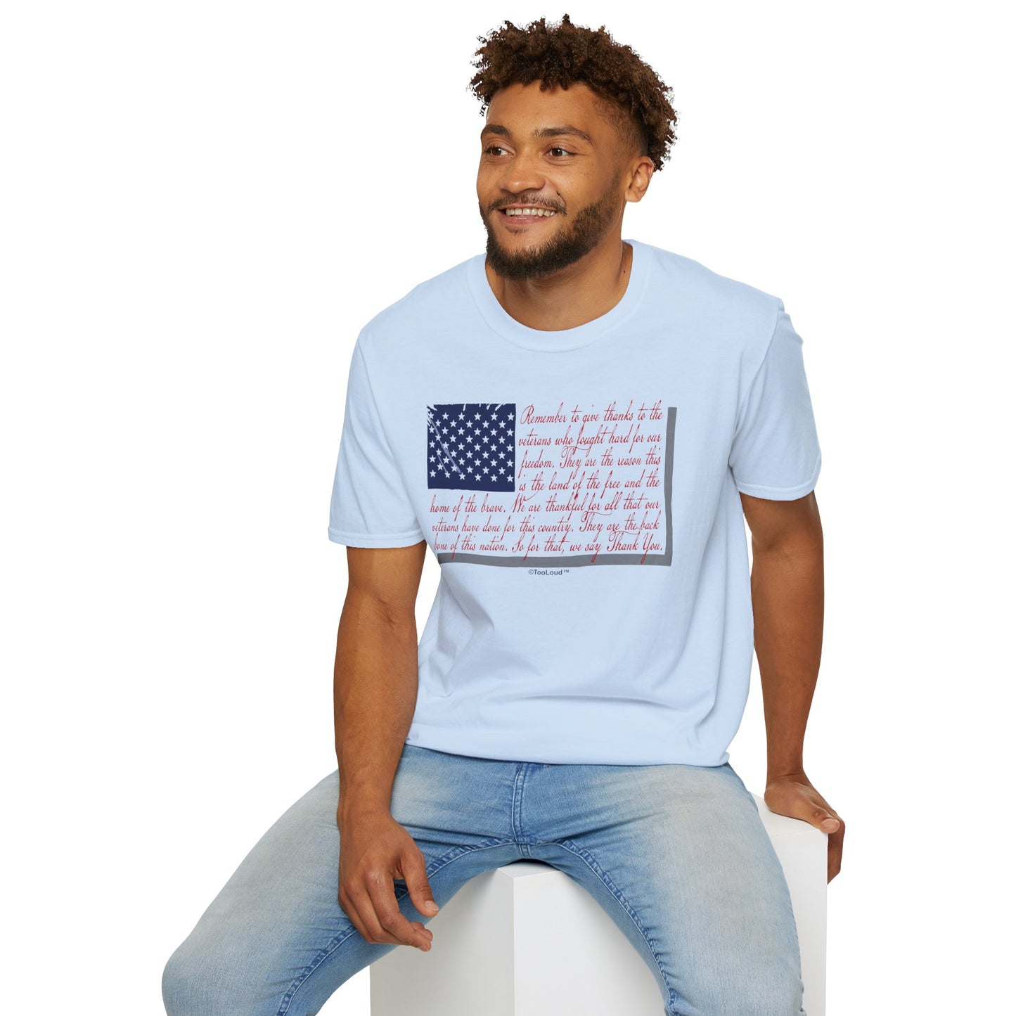 Veterans Scripted Flag Adult T-Shirt by TOOLOUD