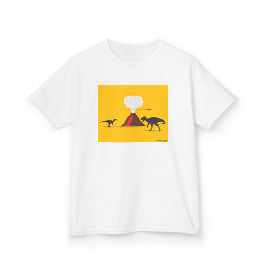 Two Dinosaurs and Volcano Design Children's T-Shirt by TOOLOUD